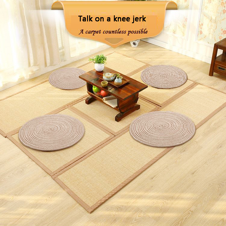 素色手工编织圆形天然棉绳地毯客厅茶几书房卧室床边圆毯定制